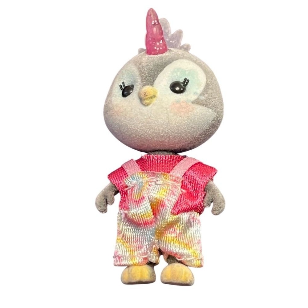 Honey Bee Acres Plush Bird with Rainbow‎ Overalls & Pink Mohawk